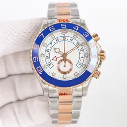 Relógio masculino RLX Master cinza mostrador branco giratório anel externo luxuoso modelo masculino relógio mecânico 44mm movimento automático 904L pulseira de aço relógio de mergulho