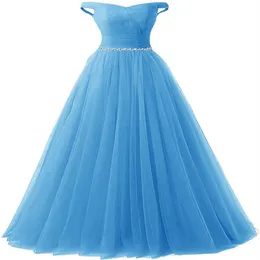2021 Long Tulle Crystal Ball Gown Quinceanera Dresses Appliques Sweet 16 Long Evening Party Prom Gown Vestidos de 15 Anos Custom M256S