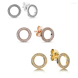 Stud Earrings Tudo Por 1 Real Frete Gratis 2024 Round Shape Pendientes 925 Sterling Silver For Women