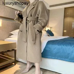 Designer Maxmaras Cachemire Manteau Femmes Laine Manteaux m Famille 101801 Femmes Mi-longueur Haut de gamme 2024 Automnehiver Nouveau Lâche Double Face Laine