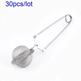 30Pcs/lot Reusable Stainless Steel Teakettle Locking Tea Filter Seasoning Ball Multifunction Mesh Herbal Ball Tea Spice Strainer 240117