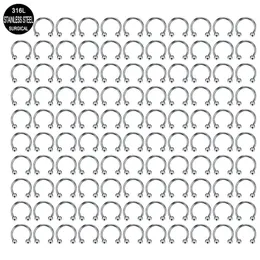 Wholesale 100PCS/Lot Steel Nose Ring Hoop Nostril Piercing Septum Ring Horseshoe Fake Nose Ring Body Jewelry 16G 12mm 240117