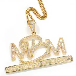 Hip Hop Prong 설정 CZ Stone Bling Iced Out Money MBM Letters 펜던트 목걸이 랩퍼 Jewelry17254652