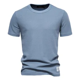 Aiopeson camiseta masculina de waffle, cor sólida, casual de marca de qualidade, manga curta, verão, designer de moda, tops masculinos 240116