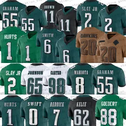 1 Jalen은 Philadelphias Eagless 축구 유니폼 Jersey Philly A.J. Brown D 'Andre Swift Brian Dawkins Lane Johnson Mailata Jalen Carter Brandon Graham Marcus Mariota