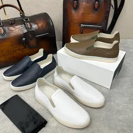 Luxuriöse, formelle Herren-Boardschuhe des Modedesigners mit weicher Oberfläche aus Hirschledernarbung, leichte, rutschige Füße, niedriges Oberteil, 5–10 US-Schuhe