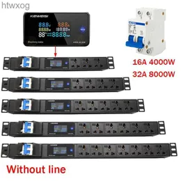 Power Cable Plug Intelligent digital display socket PDU Power Strip Distribution Unit Without line 4000/8000W 2-10 Ways Outlets YQ240117