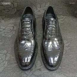 Sapatos de vestido Exótico Genuíno Pele de Crocodilo Homens Negócios Autêntico Couro de Jacaré Goodyear Handmade Masculino Lace-up Brogue Oxfords