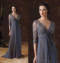 Plus Size Kleider für die Brautmutter, hohe Taille, Applikationen, Spitze, transparente Ärmel, A-Linie, Chiffon, langes Ballkleid, Abend, Hochzeit, Gastkleid 3743594