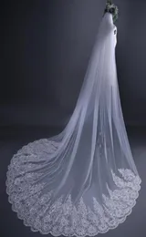 Véu de noiva longo branco trem catedral 338m, acessórios de casamento de alta qualidade, aplique floral com miçangas 7052996