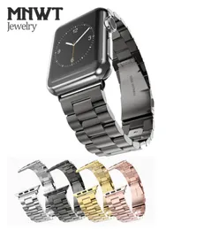 MNWT For Apple Watch Strap 38mm 42mm Black Golden Stainless Steel Bracelet Band Replacement Watchband for iwatch Series 1 2 31398302