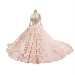 2018 Neuankömmling Ballkleid Royal Court Brautkleider mit Applikationen, langen Ärmeln, maßgeschneidertes formelles chinesisches Hochzeitsgastkleid187d