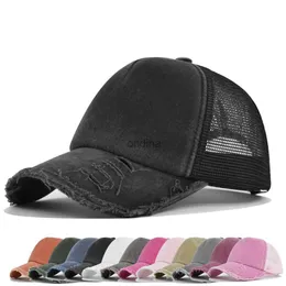 Kapity kulowe unisex zużyte umyte retro bawełniane surowe krawędź HATS HATS w trudnej sytuacji 6 panelu puste zwykłe czapki baseballowe YQ240117