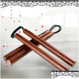 Martial Arts Wholesale- Rosewood Stainless Steel Nunchakus Self-Defense Actual Combat Combo Siery Embossed Laser Lettering Nunchucks D Otzav