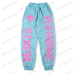 Mäns byxor vertabrae Sweatpants Sweatpants män kvinnor aprikos blå grön svart lös dragkammare joggar casual byxor t240117