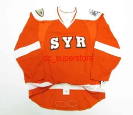 Seltenes, genähtes, maßgeschneidertes Hockey-Trikot von SYRACUSE CRUNCH AHL ORANGE, mit beliebiger Namensnummer, Herren, Jugend, Damen, XS5XL7869895