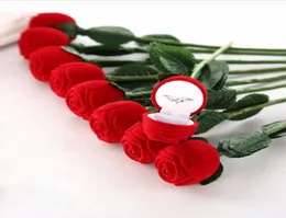 Girls Gift Charm Red Rose Flower Ring Box Party Wedding Earring Pendant Jewelry Gift Case Display Pack Boxes7117298