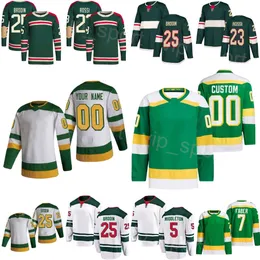 Custom Hockey 21 Maglia Brandon Duhaime 23 Marco Rossi 20 Pat Maroon 25 Jonas Brodin 5 Jake Middleton 7 Brock Faber 6 Dakota Mermis 36 Mats Zuccarello Gioventù Donna Uomo