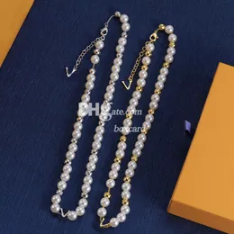 Perlenperlen-Halskette, luxuriöse Charm-Ketten-Anhänger-Halskette mit Geschenkbox-Paket, täglicher Schmuck