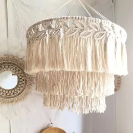 Скандинавский тканый подвесной гобелен в богемном стиле макраме с кисточками абажур абажур в стиле бохо подвесной светильник для гостиной домашний декор 240117
