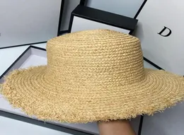 CAPS HATS HT061 Summer Simple Solid Color Handmade Weave Raffia Sun For Women Lace Up Large Brim Straw Hat Outdoor Beach9790214