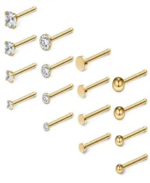 Other 20G 18G Steel 15mm3mm Flat Ball Clear CZ Nose Stud Rings Bone Pin Piercing Jewelry 1634PCS8346211