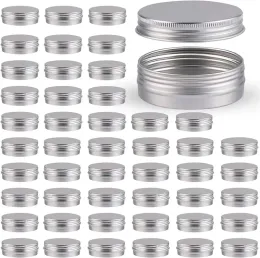 Aluminium tennburk runda burkar kosmetisk låda med lock metall tin matljus containrar skruvtoppar för hantverk matlagring