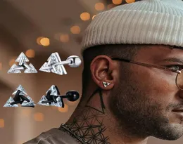 Men Stud Earring Charm Triangle Pierced Crystal Zircon Stud EarringsStainless Steel Tiny Minimalist Studs for Mens Women Jewelry2616666