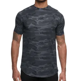 Moda masculina camuflagem secagem rápida camisetas verão novo impresso manga curta tshirt homem esporte fitness o-pescoço tee koszulka y0925