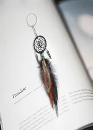 Mini Dreamcatcher Keychain Car Hanging Handmade vintage Enchanted Forest Dream Catcher Net Key Chain med Feather Decoration Ornam2892117