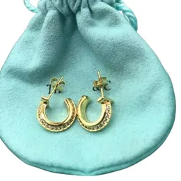 Tiff Ohrring Designer Damen Top Qualität Charm S925 Silber Halbdiamant Ohrringe Set mit Diamant glatt C-Stil Luxus Mode Ohrringe