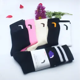 Meias de grife para homens mulheres chaussette clássico calzini respirável meias grossas preto branco basquete moda esportes meias de malha bordado