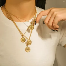 Collane con ciondolo Collana con mitologia greca ad ala libera in acciaio inossidabile placcato oro 18k Pvd per donna Girocollo rotondo con sigillo