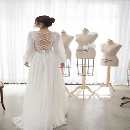 ASAF DADUSH 2019 Long Sleeve Boho 웨딩 드레스 보헤미안 레이스 Appliqued V Neck Wedding Dress A Line Beach Bridal Gowns Robe de M236L