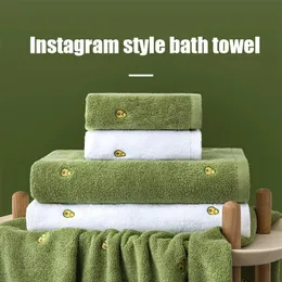 100% conjunto de toalhas de algodão bordado abacate banana toalha de banho grosso absorvente luxo toalha de mão secador de cabelo secagem rápida toalha de banheiro 240117