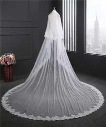 Bridal Veils NZUK Real Pos 2 Layers Sequins Lace Veil 35 Meters Cathedral Woodland Wedding With Comb Velos De Novia4316258