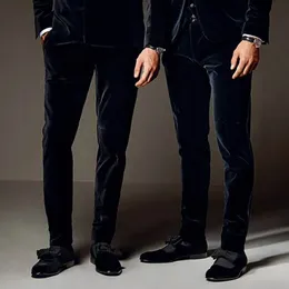 Klassische schwarze Herren-Anzughose aus Samt, Übergröße, formelle Business-Casual-Herrenhose, maßgeschneidert, Slim Fit, Übergröße 240117
