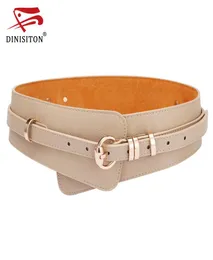 Dinisiton Womens Fashion Pu Leather Lady Wide Wide Bandband Bind Wide Belt Belt Bress