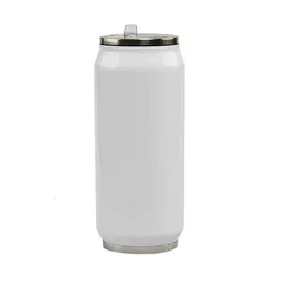 Sublimação 17oz grande lata de refrigerante em forma de copo de aço inoxidável pode garrafa com palha reutilizável lata de coque em branco para bebida fria 240117