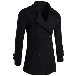 Men British Style Double Breasted Trench top Coat Mens Long trench Masculino male Clothing Classic Drop Overcoat 240117