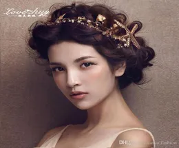 Gold Leaf Starffish Hearpokes Hair Flowers for Wedding Bride Girls Party Accessories Headpoins Bridal Jewelry 1568156