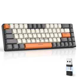 Tastaturen 60 % kabellose mechanische Tastatur, Bluetooth, Dual-Modus, Hot-Swap-fähig, Mini-68-Tasten-roter Schalter für PC, PS4, Xbox, iPhone, iPad J240117