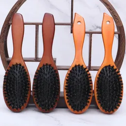 Arrival Hair Brush Wood Handle Boar Bristle Beard Comb Styling Detangling Straighten Brown Lotus Bristles Massage 240116