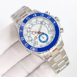 Złote zegarki dla męskich zegarek RLX Master II Grey Dial Luxury Men Model Style Mechanical Wristwatch 44 mm Automatyczny ruch gumowy pasek do nurkowania