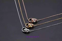 Colar carter feminino de luxo, loja on-line, ouro 18k, série especial clássica, anel duplo, completo com caixa original