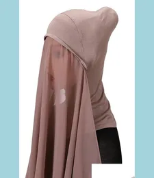 Хиджабы Хиджаб с подголовником, прикрепленным к шее, соответствующий тюрбан, нижний платок, мусульманская мода, шаль с вуалью, женская мгновенная шапка 220813Ювелирные магазины Dh02D4188496