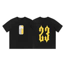 Men's T-shirts Spring Usa Loose Breathable Trapstarrs Oblique t Letter 23 Printed T-shirt and Women's Crew Neck Black