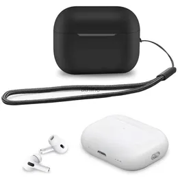 Obudowy telefonu komórkowego AirPods Pro 2 Pokrywa obudowa Zagęzieni materiał silikonowy ma smyczy stały kolor Airpods Pro Pro 2nd Generation Protective Case YQ240117