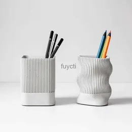 Vases DIY Striped Wave Vase Concrete Flowerpot Mold Square Plaster Pen Container Gypsum Art Decoration Cement Vase Silicone Mould YQ240117