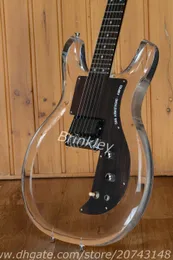 Chitarra elettrica acrilica a 6 corde Battipenna in legno 24F Corpo in cristallo Manico in acero Fingerbard in palissandro